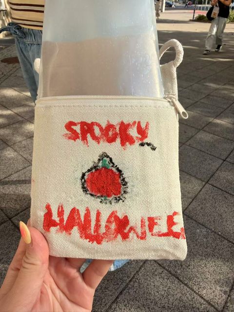 Halloween bag with a painted pumpkin