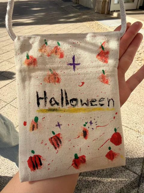 Colourful Halloween motifs on a small bag