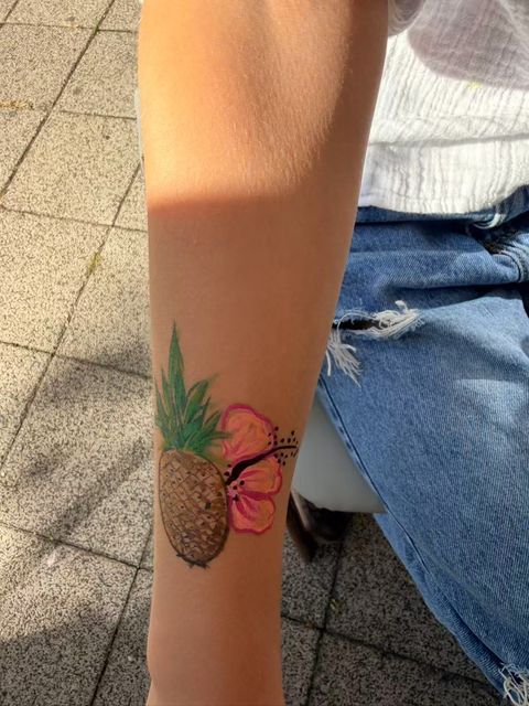 Pineapple and flower arm painting